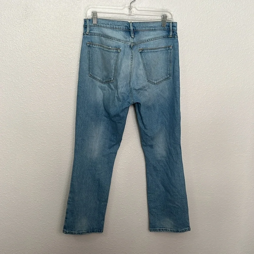 Frame Le High Straight Distressed Light Wash Size 30